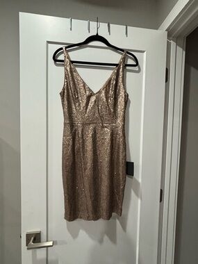 NWT- Lulu's Gold Sequin Mini Slip Dress